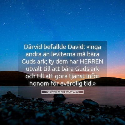 Picture 05 - 1 Krönikeboken 15:2 SV1917 - Därvid befallde David: »Inga andra än - Bible Verse Picture