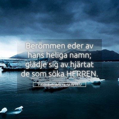 Picture 05 - 1 Krönikeboken 16:10 SV1917 - Berömmen eder av hans heliga namn; glädje sig - Bible Verse Picture