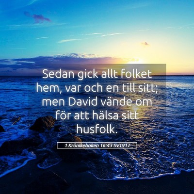 Picture 05 - 1 Krönikeboken 16:43 SV1917 - Sedan gick allt folket hem, var och en till sitt; - Bible Verse Picture