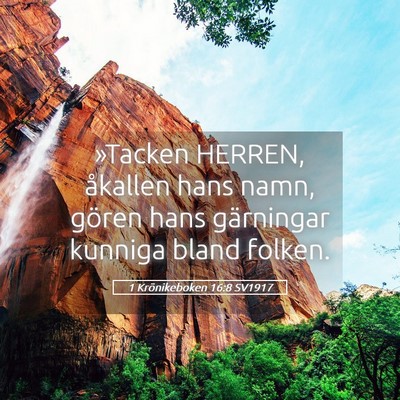Picture 05 - 1 Krönikeboken 16:8 SV1917 - »Tacken HERREN, åkallen hans namn, gören hans - Bible Verse Picture
