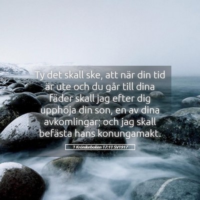 Picture 05 - 1 Krönikeboken 17:11 SV1917 - Ty det skall ske, att när din tid är ute och du - Bible Verse Picture
