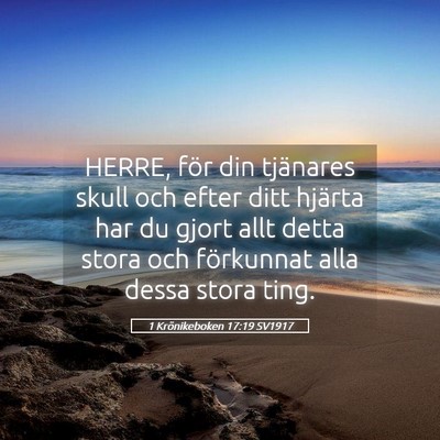 Picture 05 - 1 Krönikeboken 17:19 SV1917 - HERRE, för din tjänares skull och efter ditt - Bible Verse Picture