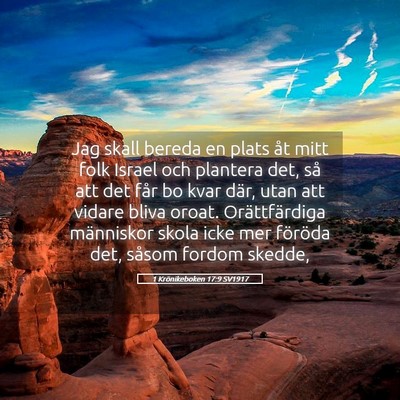 Picture 05 - 1 Krönikeboken 17:9 SV1917 - Jag skall bereda en plats åt mitt folk Israel - Bible Verse Picture