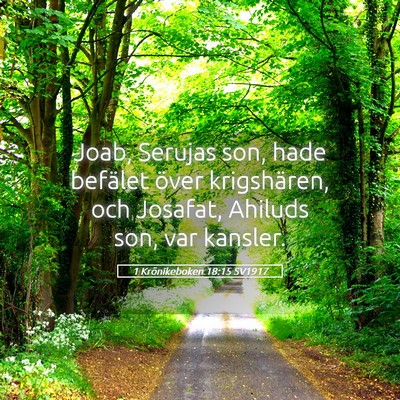 Picture 05 - 1 Krönikeboken 18:15 SV1917 - Joab, Serujas son, hade befälet över - Bible Verse Picture