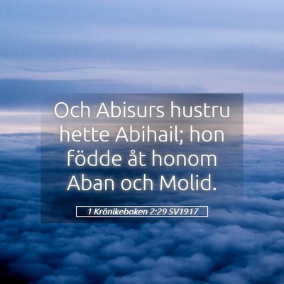 Picture 05 - 1 Krönikeboken 2:29 SV1917 - Och Abisurs hustru hette Abihail; hon födde åt - Bible Verse Picture