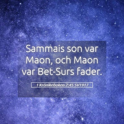 Picture 05 - 1 Krönikeboken 2:45 SV1917 - Sammais son var Maon, och Maon var Bet-Surs - Bible Verse Picture