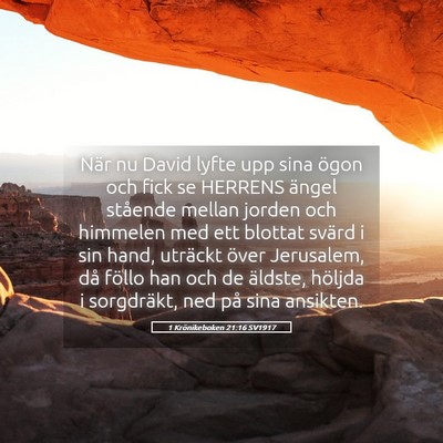 Picture 05 - 1 Krönikeboken 21:16 SV1917 - När nu David lyfte upp sina ögon och fick se - Bible Verse Picture