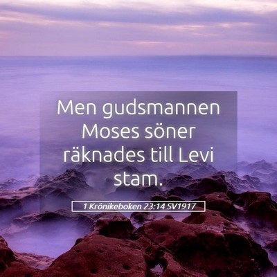 Picture 05 - 1 Krönikeboken 23:14 SV1917 - Men gudsmannen Moses söner räknades till Levi - Bible Verse Picture