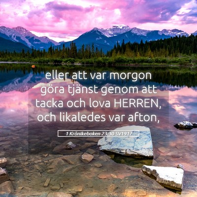 Picture 05 - 1 Krönikeboken 23:30 SV1917 - eller att var morgon göra tjänst genom att - Bible Verse Picture
