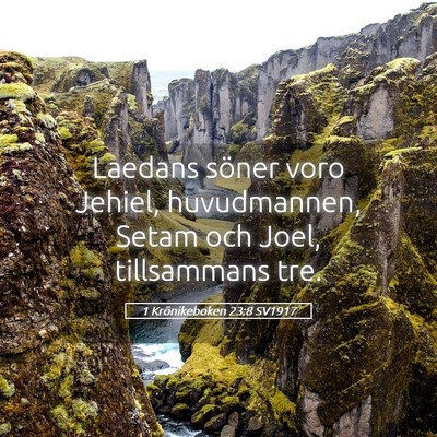 Picture 05 - 1 Krönikeboken 23:8 SV1917 - Laedans söner voro Jehiel, huvudmannen, Setam - Bible Verse Picture