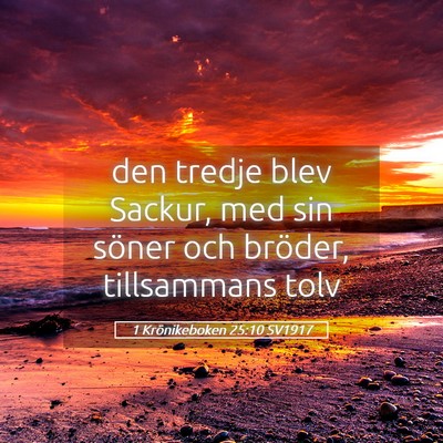 Picture 05 - 1 Krönikeboken 25:10 SV1917 - den tredje blev Sackur, med sin söner och - Bible Verse Picture