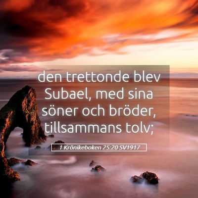 Picture 05 - 1 Krönikeboken 25:20 SV1917 - den trettonde blev Subael, med sina söner och - Bible Verse Picture