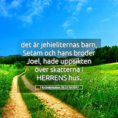 Picture 05 - 1 Krönikeboken 26:22 SV1917 - det är jehieliternas barn, Setam och hans broder - Bible Verse Picture