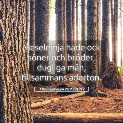 Picture 05 - 1 Krönikeboken 26:9 SV1917 - Meselemja hade ock söner och bröder, dugliga - Bible Verse Picture
