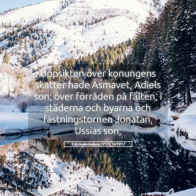 Picture 05 - 1 Krönikeboken 27:25 SV1917 - Uppsikten över konungens skatter hade Asmavet, - Bible Verse Picture