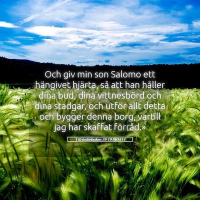 Picture 05 - 1 Krönikeboken 29:19 SV1917 - Och giv min son Salomo ett hängivet hjärta, så - Bible Verse Picture