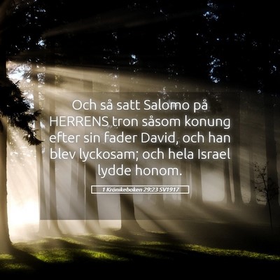 Picture 05 - 1 Krönikeboken 29:23 SV1917 - Och så satt Salomo på HERRENS tron såsom - Bible Verse Picture