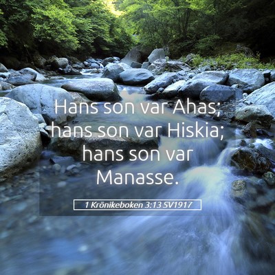 Picture 05 - 1 Krönikeboken 3:13 SV1917 - Hans son var Ahas; hans son var Hiskia; hans son - Bible Verse Picture
