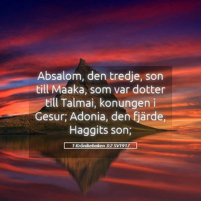 Picture 05 - 1 Krönikeboken 3:2 SV1917 - Absalom, den tredje, son till Maaka, som var - Bible Verse Picture