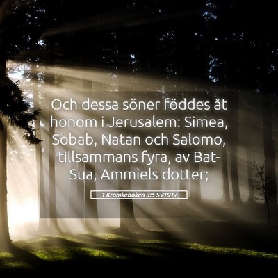 Picture 05 - 1 Krönikeboken 3:5 SV1917 - Och dessa söner föddes åt honom i Jerusalem: - Bible Verse Picture