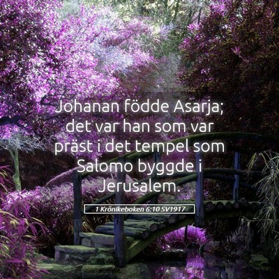Picture 05 - 1 Krönikeboken 6:10 SV1917 - Johanan födde Asarja; det var han som var präst - Bible Verse Picture