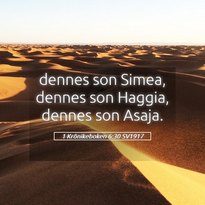 Picture 05 - 1 Krönikeboken 6:30 SV1917 - dennes son Simea, dennes son Haggia, dennes son - Bible Verse Picture