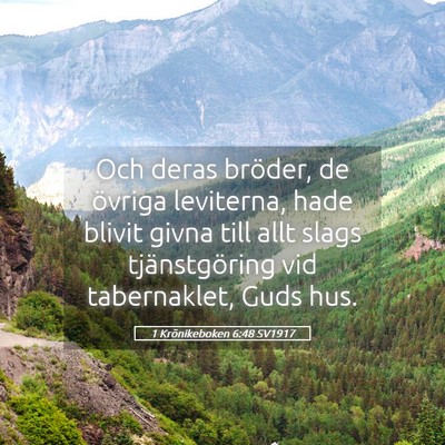 Picture 05 - 1 Krönikeboken 6:48 SV1917 - Och deras bröder, de övriga leviterna, hade - Bible Verse Picture