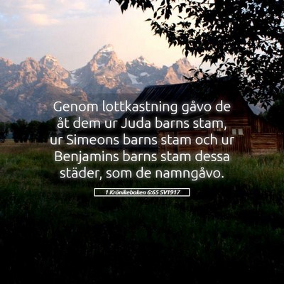 Picture 05 - 1 Krönikeboken 6:65 SV1917 - Genom lottkastning gåvo de åt dem ur Juda barns - Bible Verse Picture