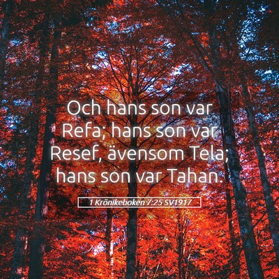 Picture 05 - 1 Krönikeboken 7:25 SV1917 - Och hans son var Refa; hans son var Resef, - Bible Verse Picture