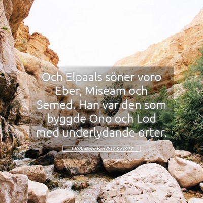 Picture 05 - 1 Krönikeboken 8:12 SV1917 - Och Elpaals söner voro Eber, Miseam och Semed. - Bible Verse Picture