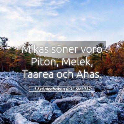 Picture 05 - 1 Krönikeboken 8:35 SV1917 - Mikas söner voro Piton, Melek, Taarea och - Bible Verse Picture