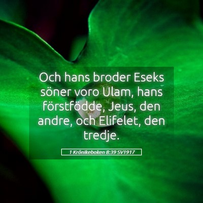 Picture 05 - 1 Krönikeboken 8:39 SV1917 - Och hans broder Eseks söner voro Ulam, hans - Bible Verse Picture