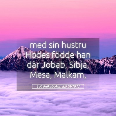 Picture 05 - 1 Krönikeboken 8:9 SV1917 - med sin hustru Hodes födde han där Jobab, - Bible Verse Picture