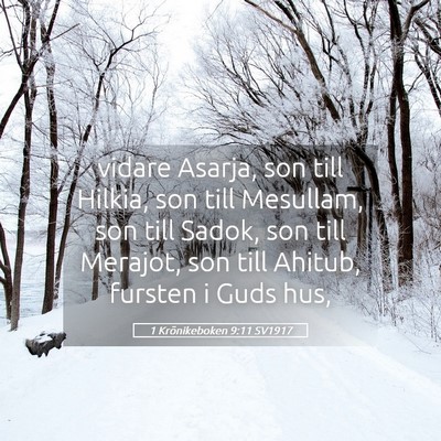 Picture 05 - 1 Krönikeboken 9:11 SV1917 - vidare Asarja, son till Hilkia, son till - Bible Verse Picture