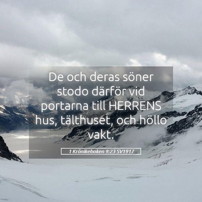 Picture 05 - 1 Krönikeboken 9:23 SV1917 - De och deras söner stodo därför vid portarna - Bible Verse Picture