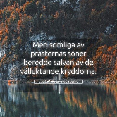 Picture 05 - 1 Krönikeboken 9:30 SV1917 - Men somliga av prästernas söner beredde salvan - Bible Verse Picture