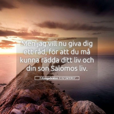 Picture 05 - 1 Kungaboken 1:12 SV1917 - Men jag vill nu giva dig ett råd, för att du - Bible Verse Picture