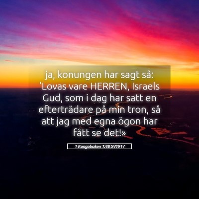 Picture 05 - 1 Kungaboken 1:48 SV1917 - ja, konungen har sagt så: 'Lovas vare HERREN, - Bible Verse Picture