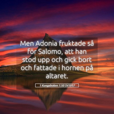 Picture 05 - 1 Kungaboken 1:50 SV1917 - Men Adonia fruktade så för Salomo, att han stod - Bible Verse Picture