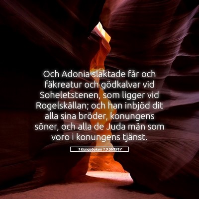 Picture 05 - 1 Kungaboken 1:9 SV1917 - Och Adonia slaktade får och fäkreatur och - Bible Verse Picture