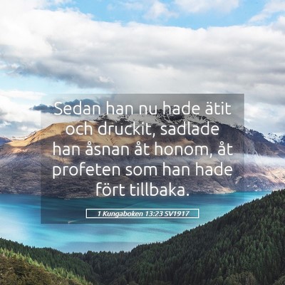 Picture 05 - 1 Kungaboken 13:23 SV1917 - Sedan han nu hade ätit och druckit, sadlade han - Bible Verse Picture