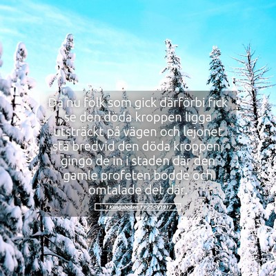 Picture 05 - 1 Kungaboken 13:25 SV1917 - Då nu folk som gick därförbi fick se den döda - Bible Verse Picture