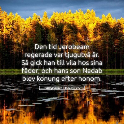 Picture 05 - 1 Kungaboken 14:20 SV1917 - Den tid Jerobeam regerade var tjugutvå år. Så - Bible Verse Picture