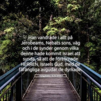 Picture 05 - 1 Kungaboken 16:26 SV1917 - Han vandrade i allt på Jerobeams, Nebats sons, - Bible Verse Picture