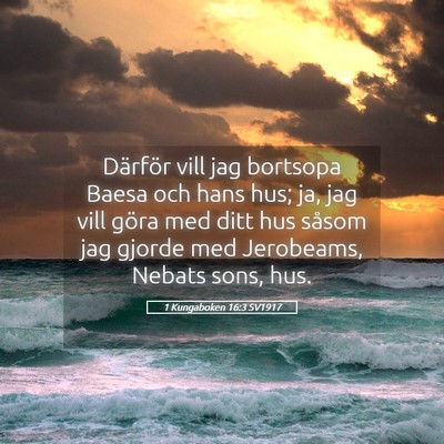 Picture 05 - 1 Kungaboken 16:3 SV1917 - Därför vill jag bortsopa Baesa och hans hus; - Bible Verse Picture