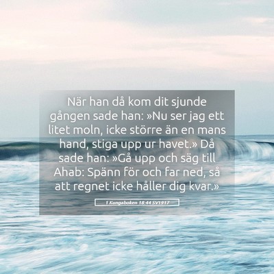 Picture 05 - 1 Kungaboken 18:44 SV1917 - När han då kom dit sjunde gången sade han: - Bible Verse Picture