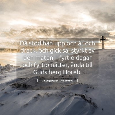 Picture 05 - 1 Kungaboken 19:8 SV1917 - Då stod han upp och åt och drack, och gick så, - Bible Verse Picture