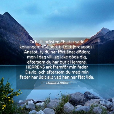 Picture 05 - 1 Kungaboken 2:26 SV1917 - Och till prästen Ebjatar sade konungen: »Gå - Bible Verse Picture