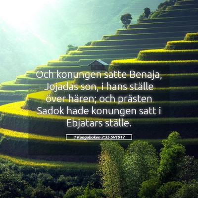 Picture 05 - 1 Kungaboken 2:35 SV1917 - Och konungen satte Benaja, Jojadas son, i hans - Bible Verse Picture