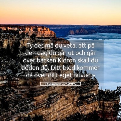 Picture 05 - 1 Kungaboken 2:37 SV1917 - Ty det må du veta, att på den dag du går ut - Bible Verse Picture